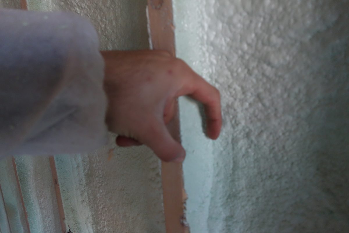 Spray foam density on exterior walls is only two inches thick.