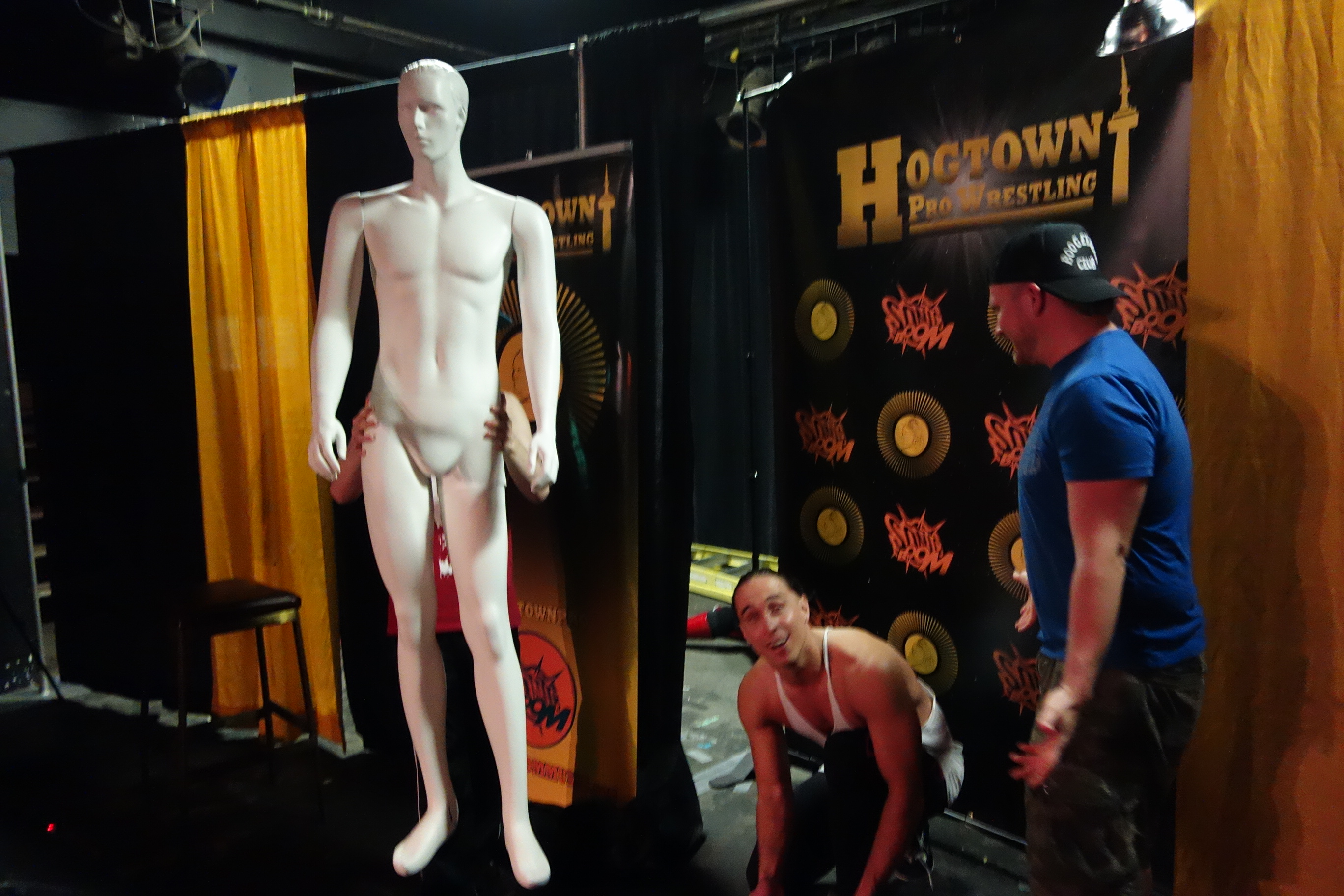 mannequin on stage at hogtown wrestling