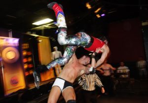 Hogtown Wrestling highfall at Lees Palace