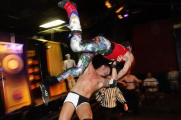 Hogtown Wrestling highfall at Lees Palace