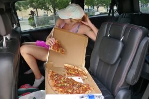Amicos Pizza in the van